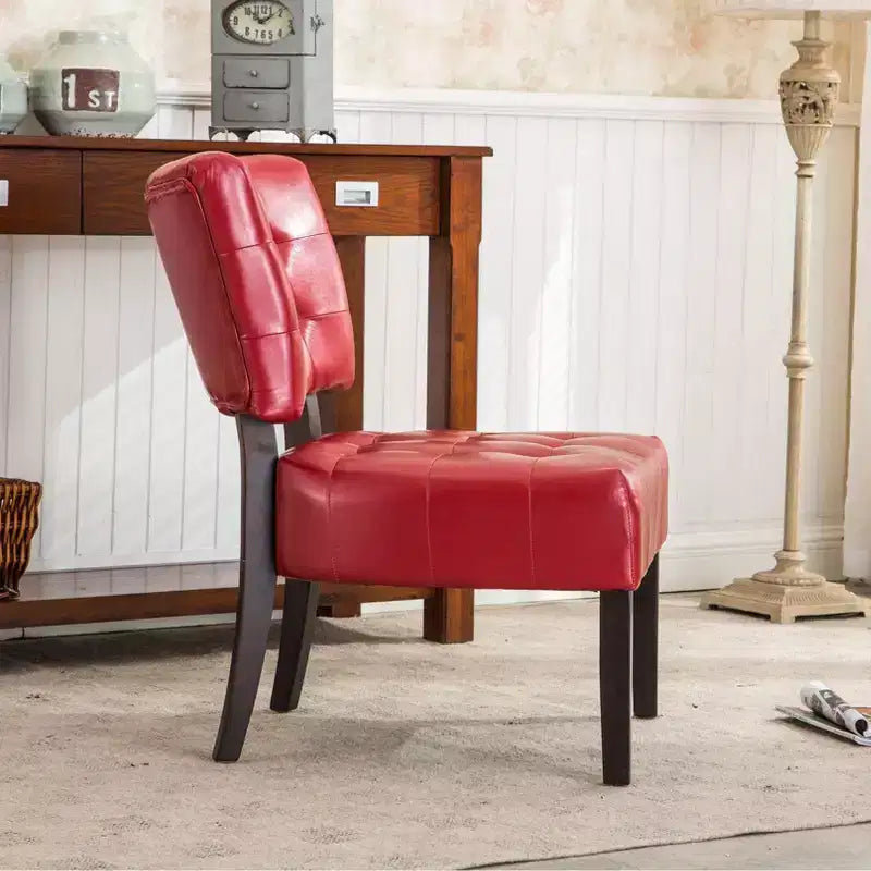 TUYOHW Modern Oversized Accent Chair with Middle Tufted Back Blended Leather Comfy Chairs with Wood Legs Accent Chairs for Living Room, Bedroom