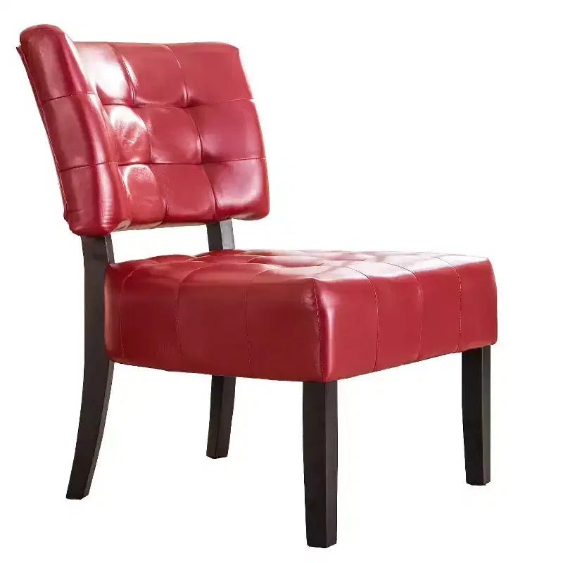 TUYOHW Modern Oversized Accent Chair with Middle Tufted Back Blended Leather Comfy Chairs with Wood Legs Accent Chairs for Living Room, Bedroom