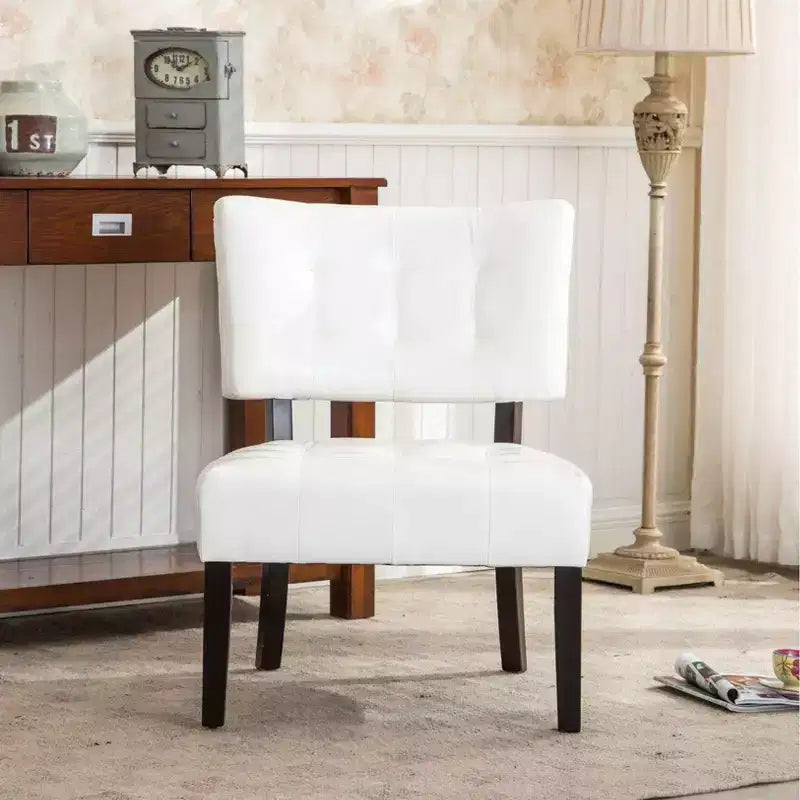 TUYOHW Modern Oversized Accent Chair with Middle Tufted Back Blended Leather Comfy Chairs with Wood Legs Accent Chairs for Living Room, Bedroom