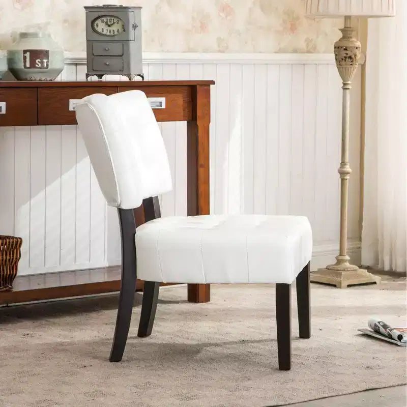 TUYOHW Modern Oversized Accent Chair with Middle Tufted Back Blended Leather Comfy Chairs with Wood Legs Accent Chairs for Living Room, Bedroom