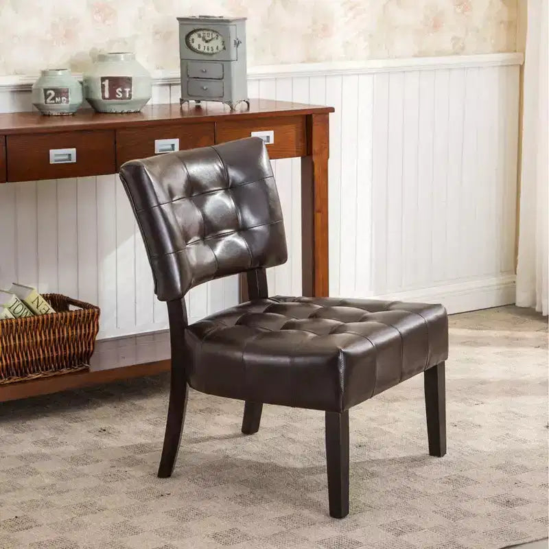 TUYOHW Modern Oversized Accent Chair with Middle Tufted Back Blended Leather Comfy Chairs with Wood Legs Accent Chairs for Living Room, Bedroom