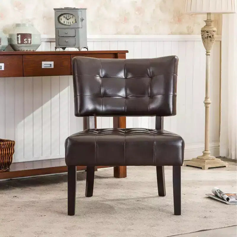 TUYOHW Modern Oversized Accent Chair with Middle Tufted Back Blended Leather Comfy Chairs with Wood Legs Accent Chairs for Living Room, Bedroom