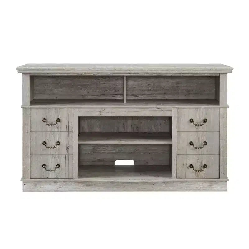 Farmhouse Rustic TV Stand for TV Up to 65, Entertainment Storage Cabinet with Adjustable Shelves, Media Console with Open c