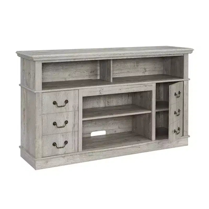 Farmhouse Rustic TV Stand for TV Up to 65, Entertainment Storage Cabinet with Adjustable Shelves, Media Console with Open c