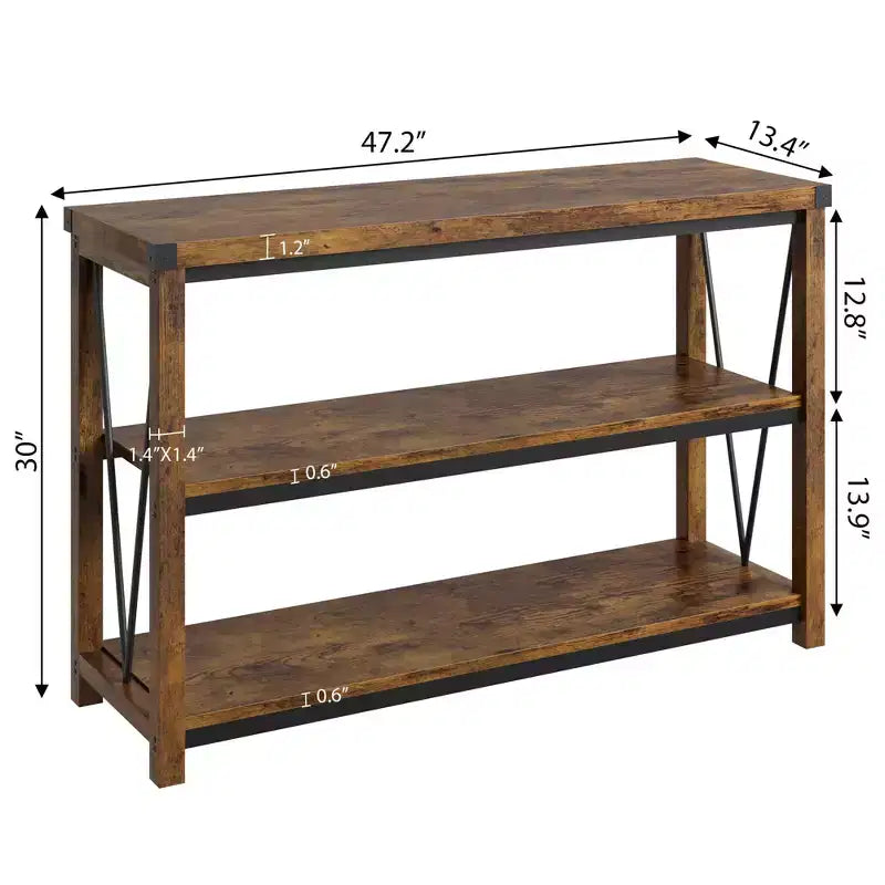 GustoWave 47 Narrow Long Console Table with Storage, 3 Tier Wood Console Table, Farmhouse Entryway Table