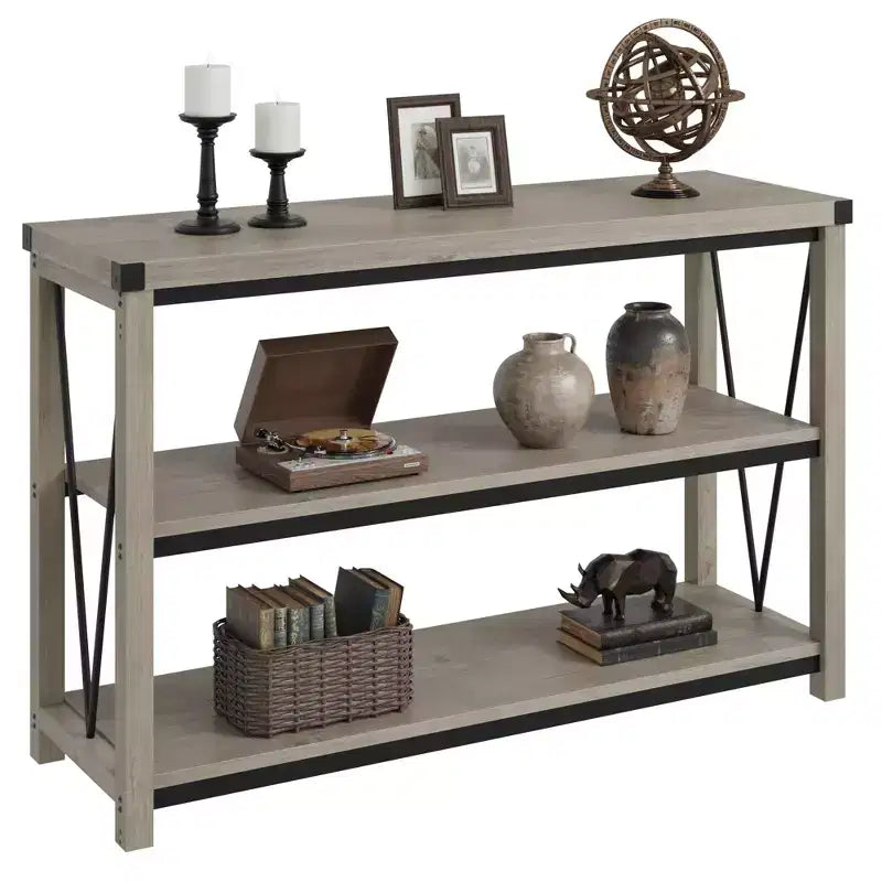 GustoWave 47 Narrow Long Console Table with Storage, 3 Tier Wood Console Table, Farmhouse Entryway Table