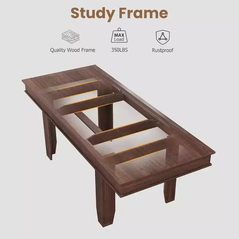 Extendable Dining Table for 6-10, Farmhouse Kitchen Table with Wood Frame, 63-86.6 Inch Rectangular Table for Dining Room