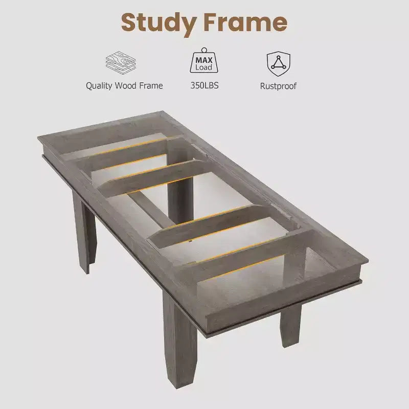Extendable Dining Table for 6-10, Farmhouse Kitchen Table with Wood Frame, 63-86.6 Inch Rectangular Table for Dining Room