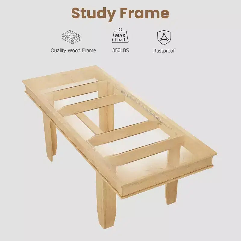 Extendable Dining Table for 6-10, Farmhouse Kitchen Table with Wood Frame, 63-86.6 Inch Rectangular Table for Dining Room