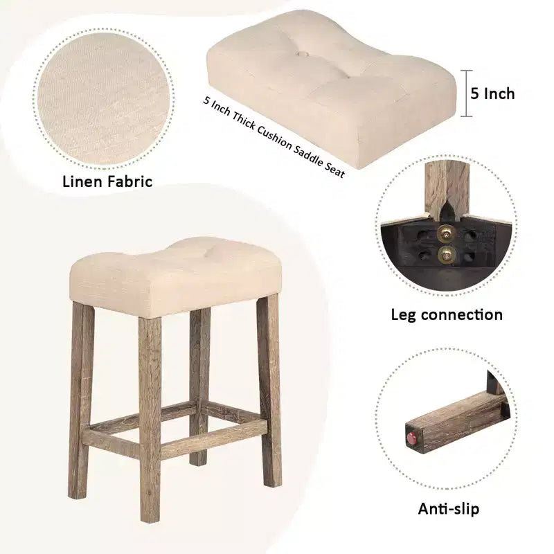 sumyeg 4 Piece Bar Table Set with Power Outlet and 3 Padded Stools for Dining or Living Room