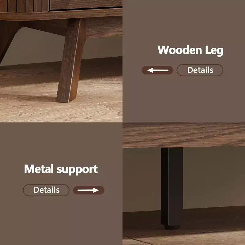 Modern Wood 6 Drawer Double Dresser Curved Roller Shutter Design Large Storage Chest of Drawers Bedroom Furniture Living Room Organizer