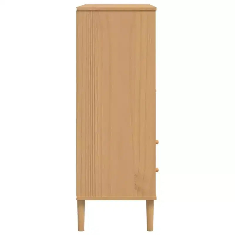 vidaXL SENJA Highboard Tall Storage Side Cabinets Rattan Look Solid Wood Pine