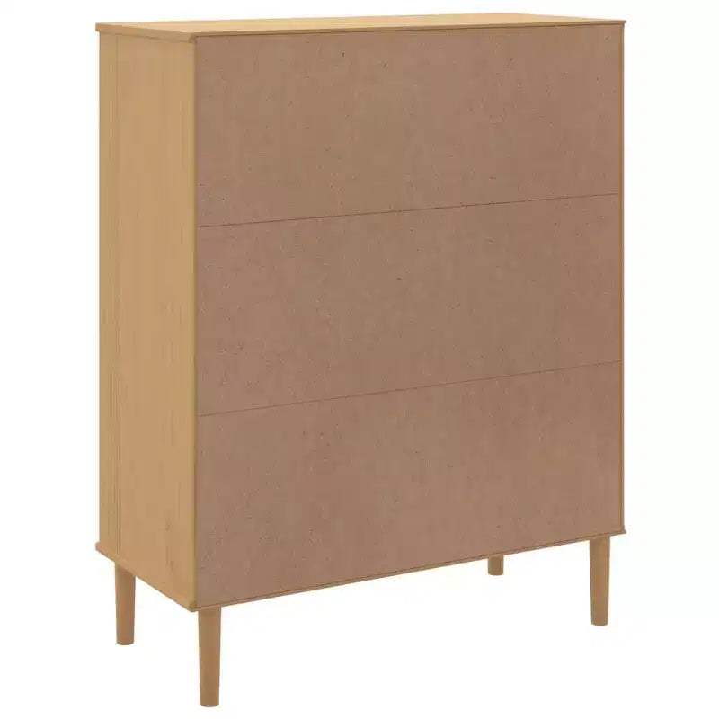 vidaXL SENJA Highboard Tall Storage Side Cabinets Rattan Look Solid Wood Pine