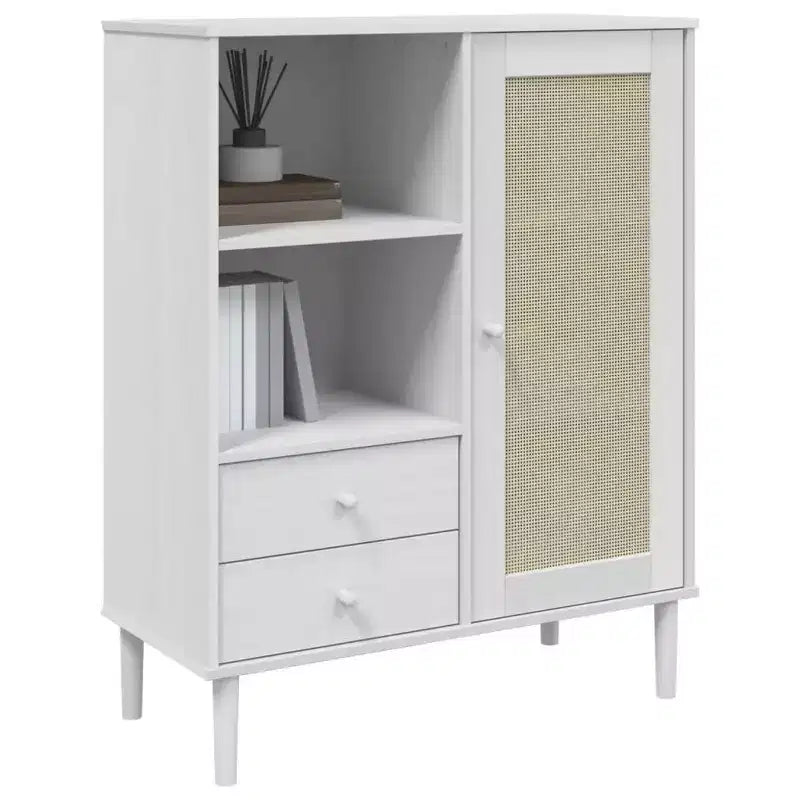 vidaXL SENJA Highboard Tall Storage Side Cabinets Rattan Look Solid Wood Pine