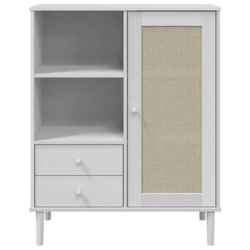vidaXL SENJA Highboard Tall Storage Side Cabinets Rattan Look Solid Wood Pine
