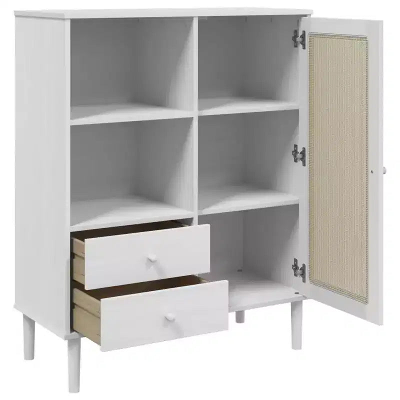 vidaXL SENJA Highboard Tall Storage Side Cabinets Rattan Look Solid Wood Pine