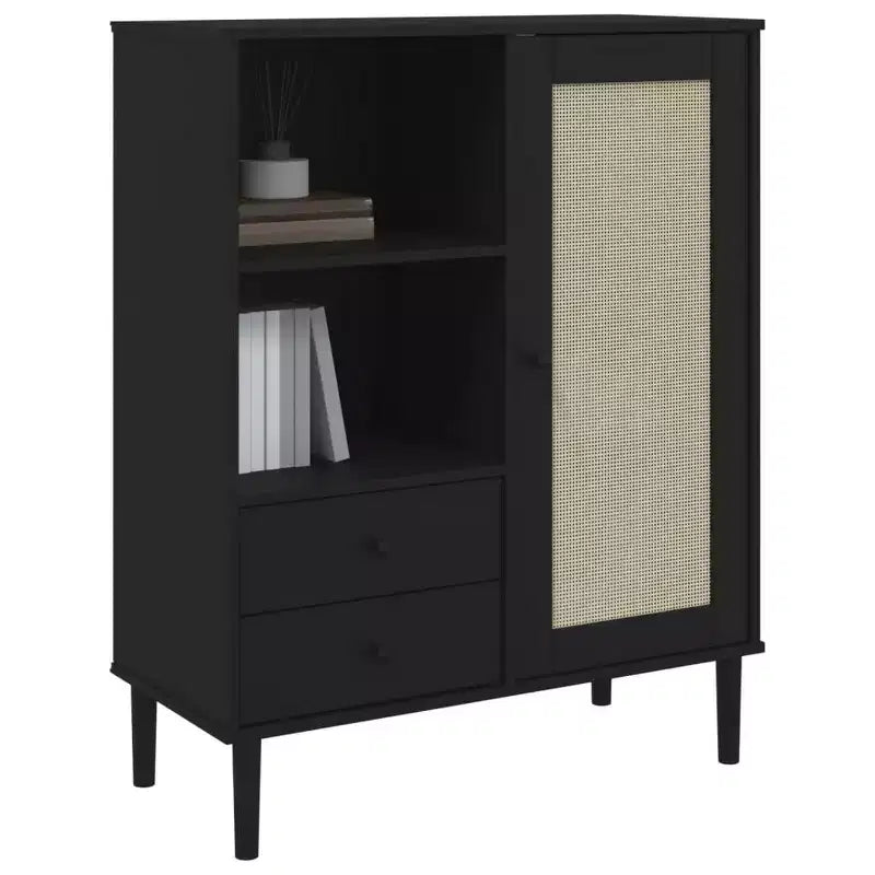 vidaXL SENJA Highboard Tall Storage Side Cabinets Rattan Look Solid Wood Pine