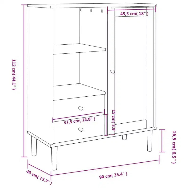 vidaXL SENJA Highboard Tall Storage Side Cabinets Rattan Look Solid Wood Pine