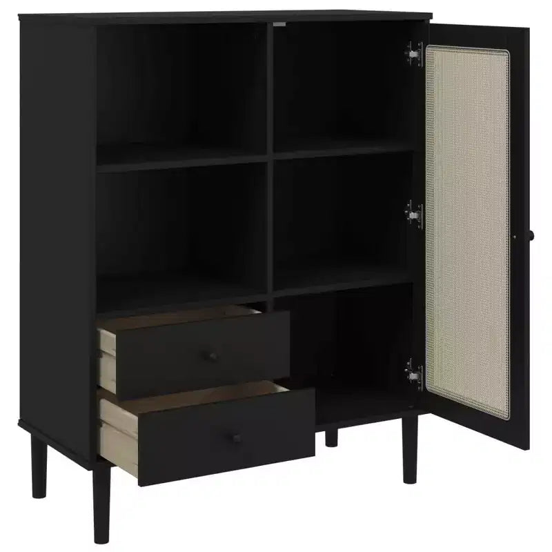vidaXL SENJA Highboard Tall Storage Side Cabinets Rattan Look Solid Wood Pine
