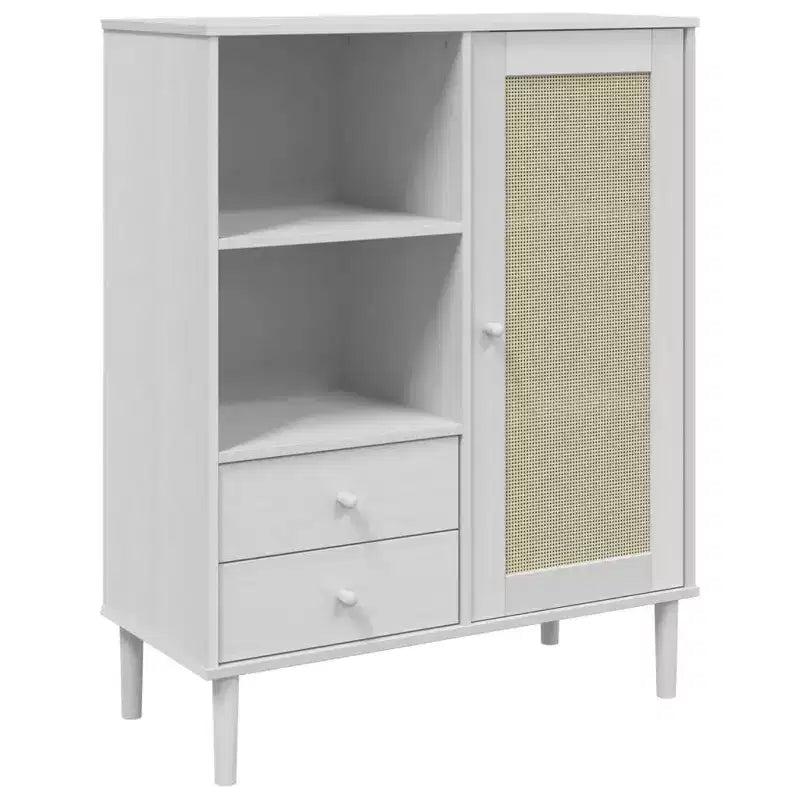 vidaXL SENJA Highboard Tall Storage Side Cabinets Rattan Look Solid Wood Pine