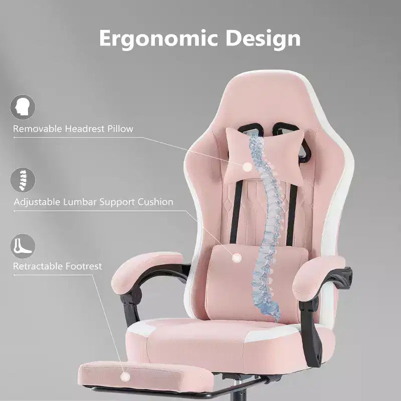 TUYOHW Ergonomic Office Chair with Padding Armrest, Gaming Chair with Lumbar Support, Swivel Rolling Chair with Wheels for Home, Office