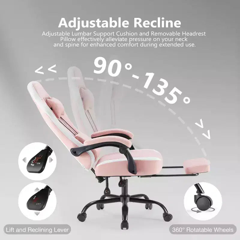 TUYOHW Ergonomic Office Chair with Padding Armrest, Gaming Chair with Lumbar Support, Swivel Rolling Chair with Wheels for Home, Office