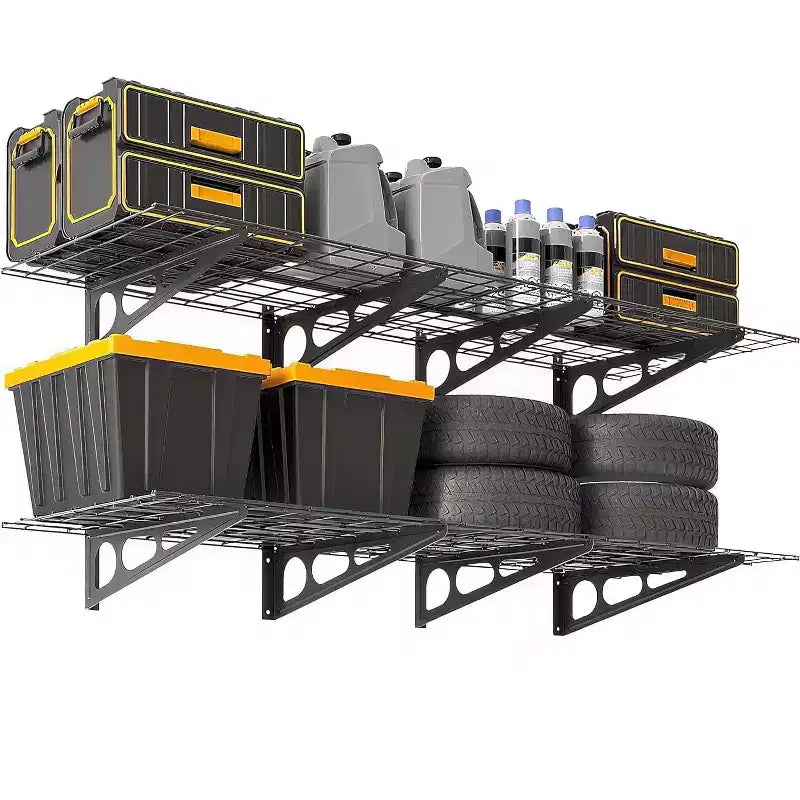 GustoWave 2-Pack 2x6 ft Wall-Mounted Garage Storage Shelves - Heavy Duty 1600 LB Capacity Shelving Units for Workshop Organization