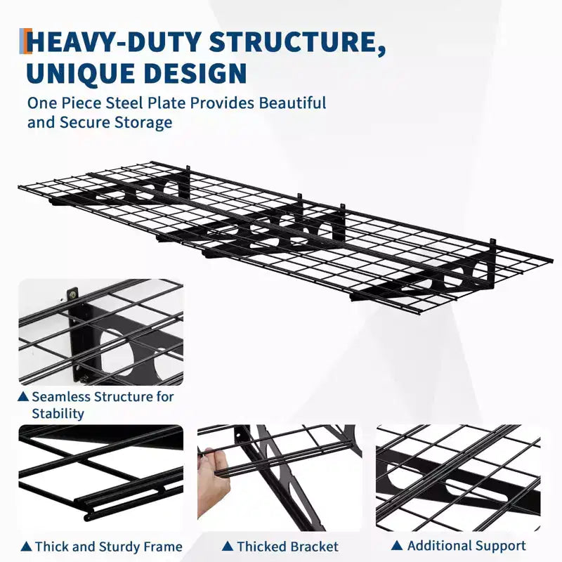 GustoWave 2-Pack 2x6 ft Wall-Mounted Garage Storage Shelves - Heavy Duty 1600 LB Capacity Shelving Units for Workshop Organization