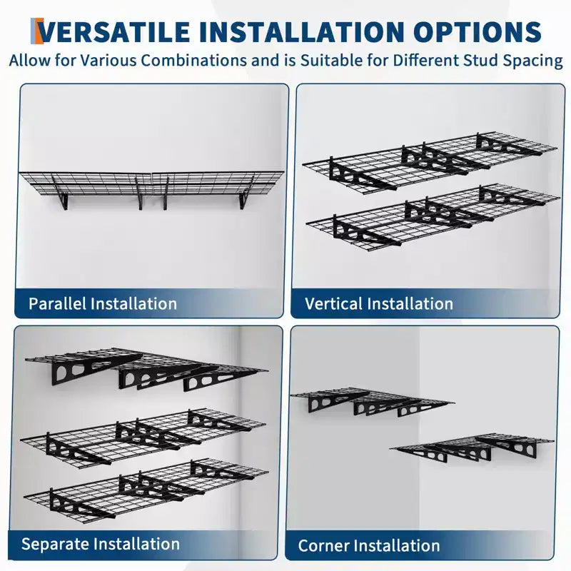 GustoWave 2-Pack 2x6 ft Wall-Mounted Garage Storage Shelves - Heavy Duty 1600 LB Capacity Shelving Units for Workshop Organization