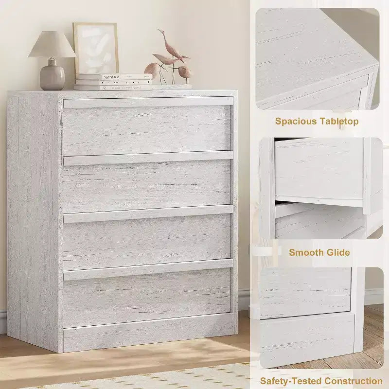 4 Drawer Dresser for Bedroom, 39''Nightstand 4 Chest of Drawers with Large Storage,Modern Bedside End Table for Living Room, Nursery, Entryway