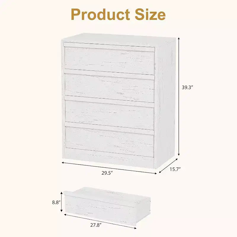 4 Drawer Dresser for Bedroom, 39''Nightstand 4 Chest of Drawers with Large Storage,Modern Bedside End Table for Living Room, Nursery, Entryway