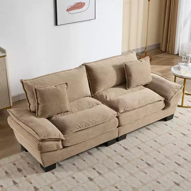 TUYOHW 84 Inch Corduroy Couch Loveseat Sofa with 2 Pillows for Living Room,Small Space,Office,Apartment
