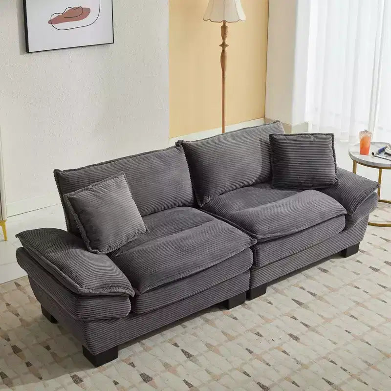 TUYOHW 84 Inch Corduroy Couch Loveseat Sofa with 2 Pillows for Living Room,Small Space,Office,Apartment