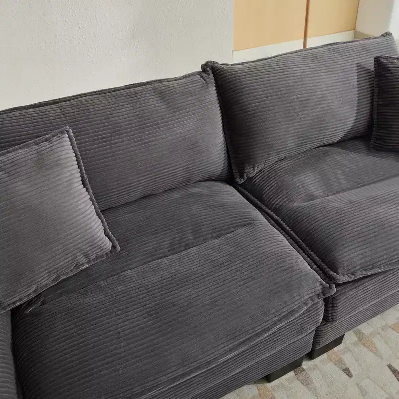 TUYOHW 84 Inch Corduroy Couch Loveseat Sofa with 2 Pillows for Living Room,Small Space,Office,Apartment