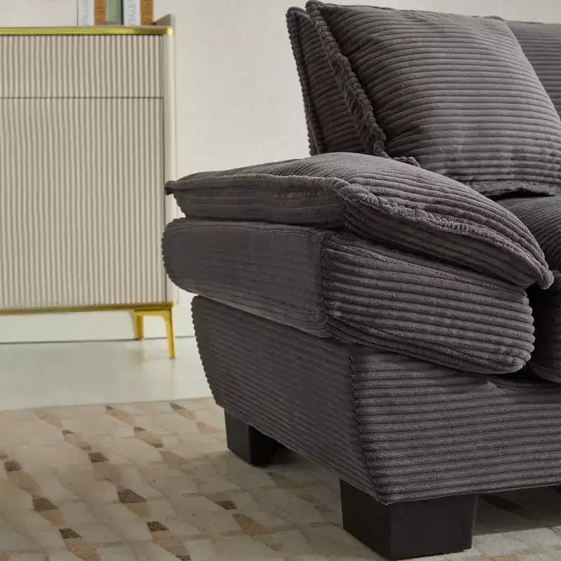 TUYOHW 84 Inch Corduroy Couch Loveseat Sofa with 2 Pillows for Living Room,Small Space,Office,Apartment
