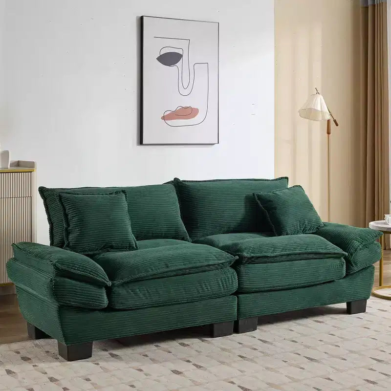 TUYOHW 84 Inch Corduroy Couch Loveseat Sofa with 2 Pillows for Living Room,Small Space,Office,Apartment