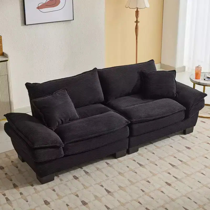 TUYOHW 84 Inch Corduroy Couch Loveseat Sofa with 2 Pillows for Living Room,Small Space,Office,Apartment
