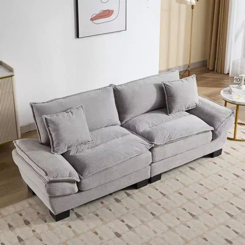TUYOHW 84 Inch Corduroy Couch Loveseat Sofa with 2 Pillows for Living Room,Small Space,Office,Apartment