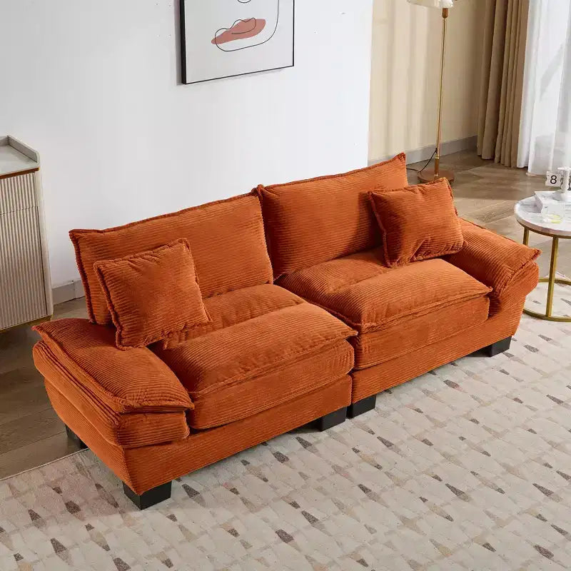 TUYOHW 84 Inch Corduroy Couch Loveseat Sofa with 2 Pillows for Living Room,Small Space,Office,Apartment