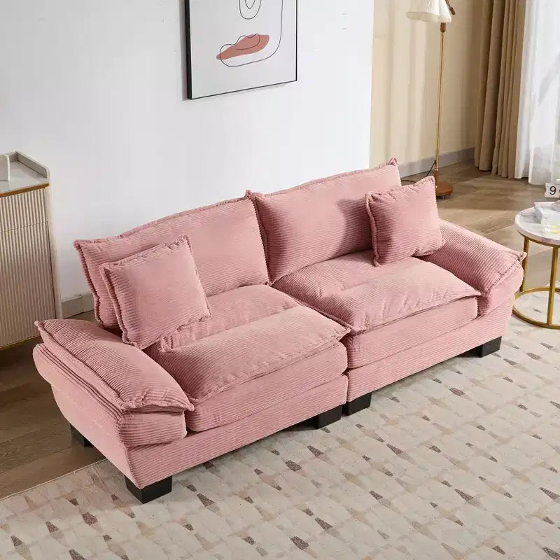 TUYOHW 84 Inch Corduroy Couch Loveseat Sofa with 2 Pillows for Living Room,Small Space,Office,Apartment