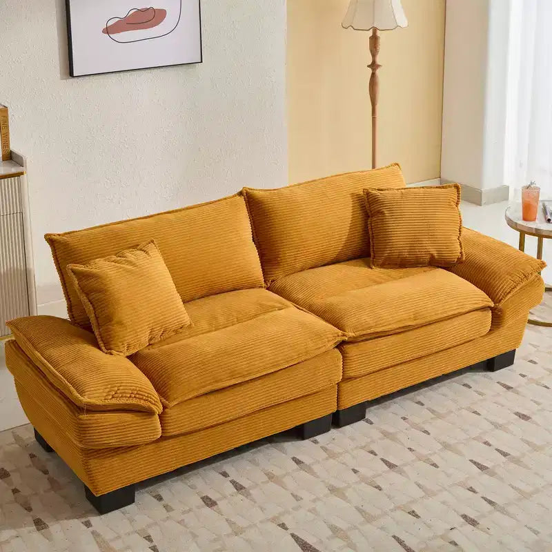TUYOHW 84 Inch Corduroy Couch Loveseat Sofa with 2 Pillows for Living Room,Small Space,Office,Apartment