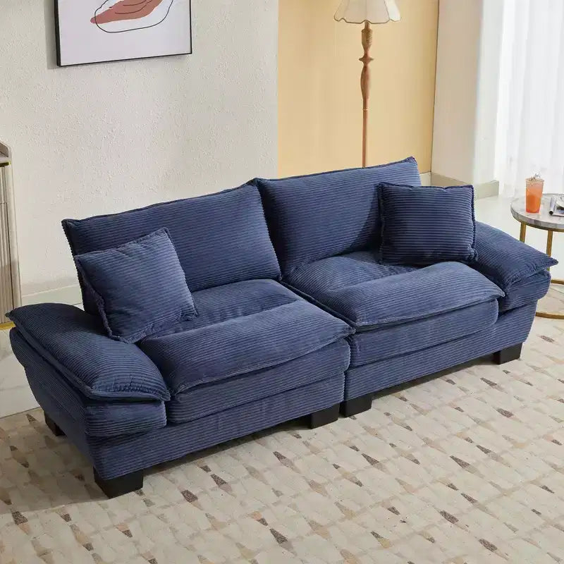 TUYOHW 84 Inch Corduroy Couch Loveseat Sofa with 2 Pillows for Living Room,Small Space,Office,Apartment