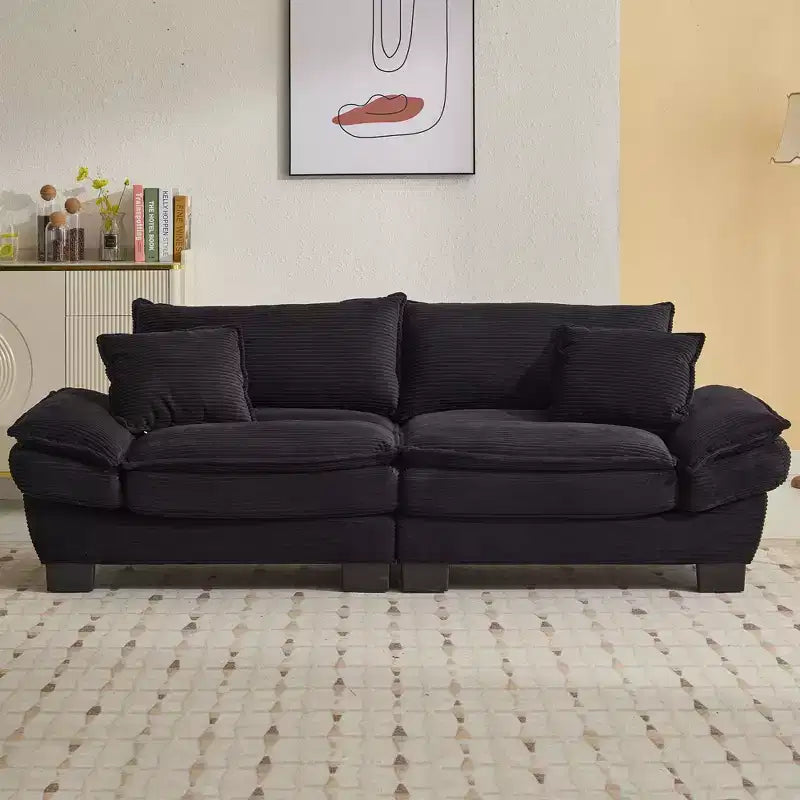 TUYOHW 84 Inch Corduroy Couch Loveseat Sofa with 2 Pillows for Living Room,Small Space,Office,Apartment