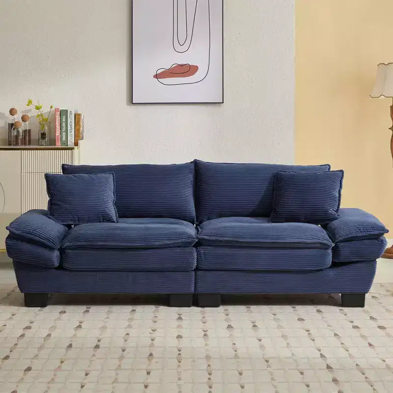 TUYOHW 84 Inch Corduroy Couch Loveseat Sofa with 2 Pillows for Living Room,Small Space,Office,Apartment