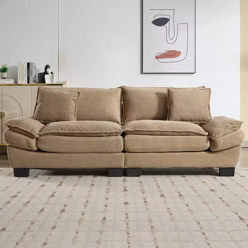 TUYOHW 84 Inch Corduroy Couch Loveseat Sofa with 2 Pillows for Living Room,Small Space,Office,Apartment