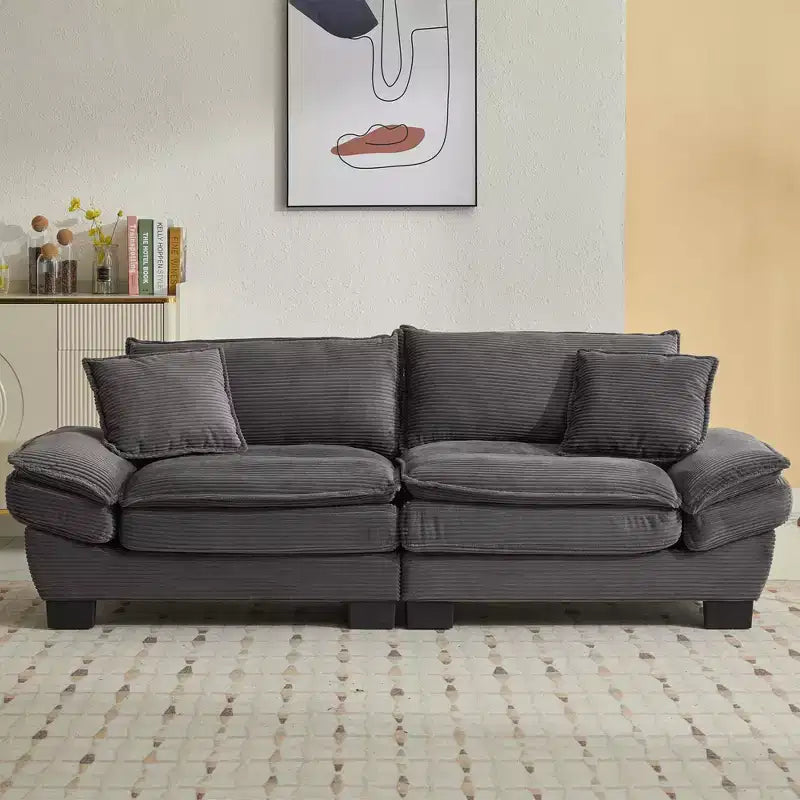 TUYOHW 84 Inch Corduroy Couch Loveseat Sofa with 2 Pillows for Living Room,Small Space,Office,Apartment