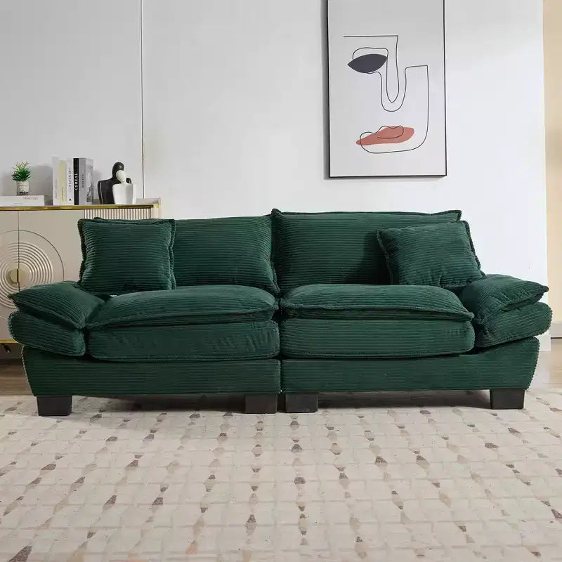 TUYOHW 84 Inch Corduroy Couch Loveseat Sofa with 2 Pillows for Living Room,Small Space,Office,Apartment