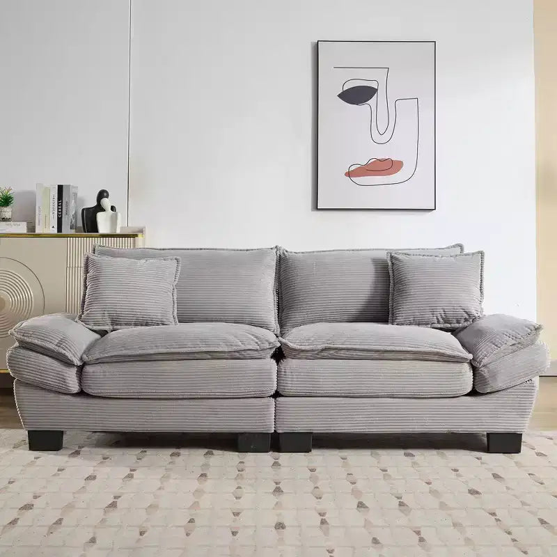 TUYOHW 84 Inch Corduroy Couch Loveseat Sofa with 2 Pillows for Living Room,Small Space,Office,Apartment