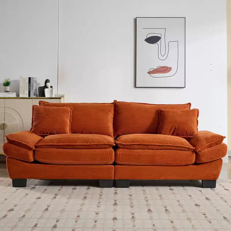 TUYOHW 84 Inch Corduroy Couch Loveseat Sofa with 2 Pillows for Living Room,Small Space,Office,Apartment