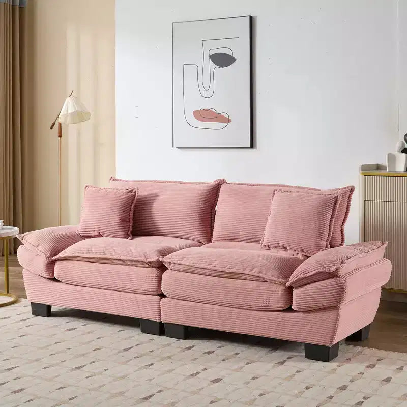 TUYOHW 84 Inch Corduroy Couch Loveseat Sofa with 2 Pillows for Living Room,Small Space,Office,Apartment